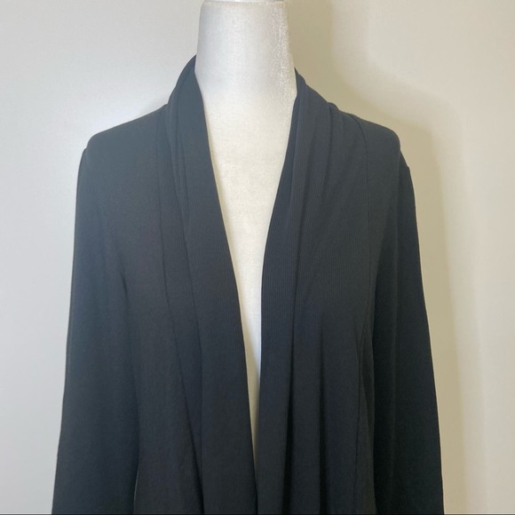 Denim & Co. Ribbed Open Front Cardigan Black XS - Picture 2 of 7
